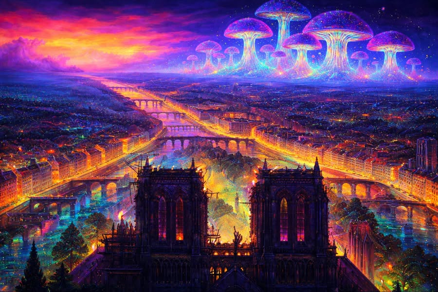 Pilzstadt über Notre-Dame