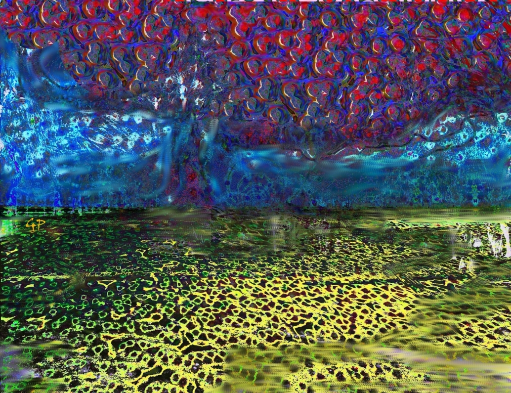 Hommage Gustav Klimt mit rotem Baum
